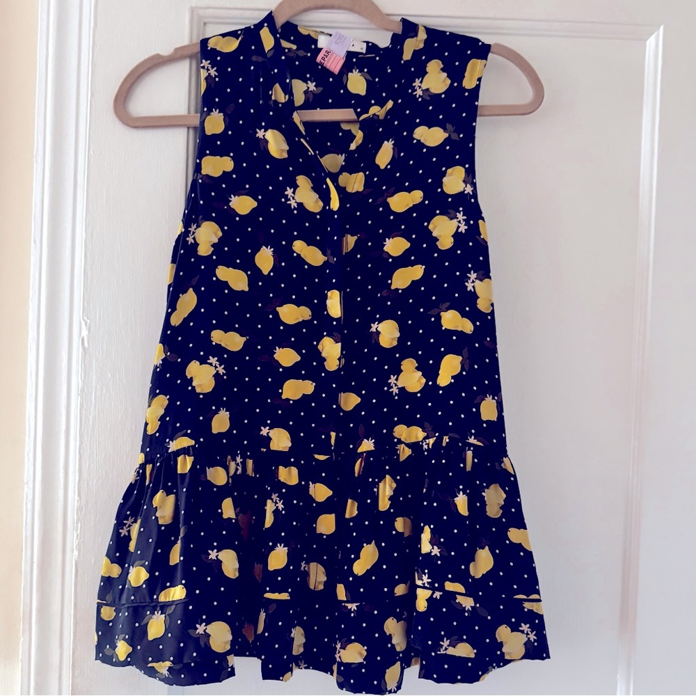 Piamita  Ruffle Sleeveless Lemon Print Top